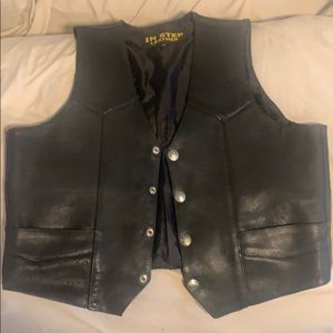Black leather vest